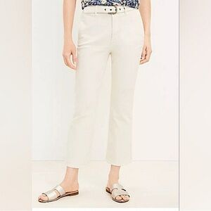 NWT Loft Belted High Rise‎ Kick Crop Jeans In Cream Size 34